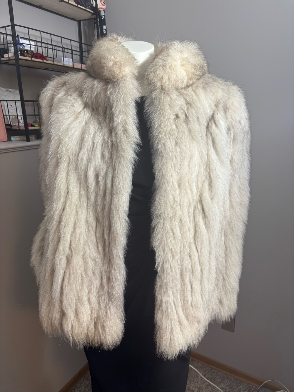 Vintage Blue Fox Fur Coat, size L (Finland)